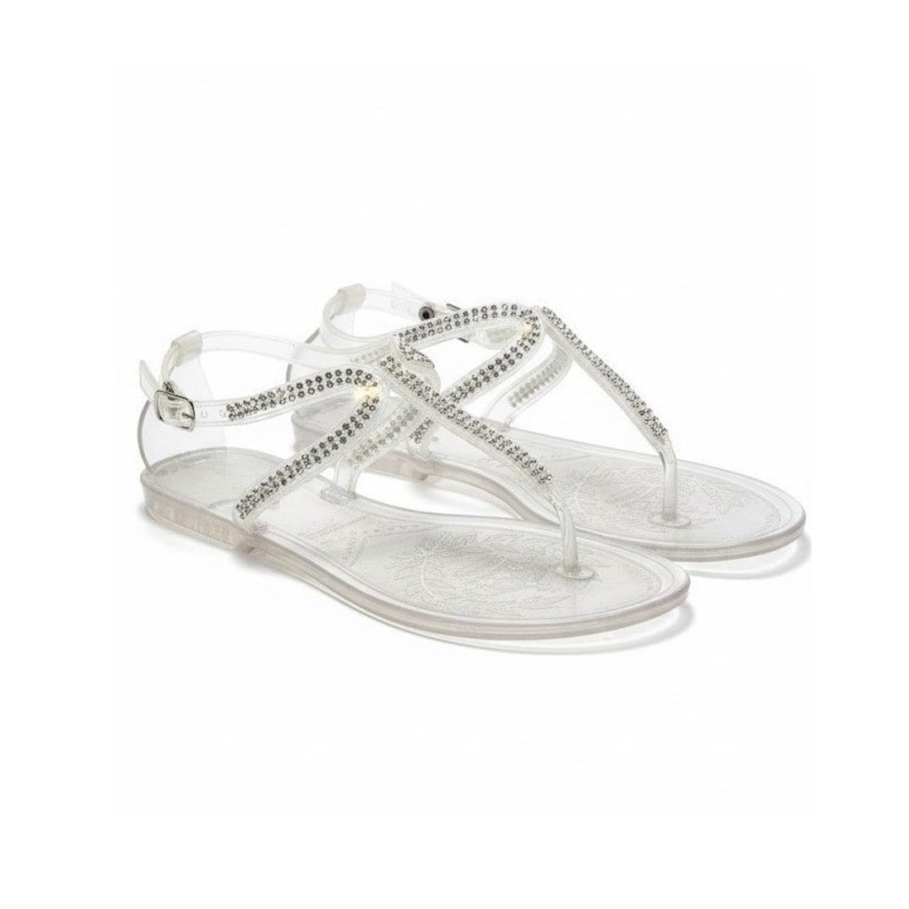 Steve Madden‎ Women Rhinestone Clear Jelly Saba Sandals Manmade Summer 8